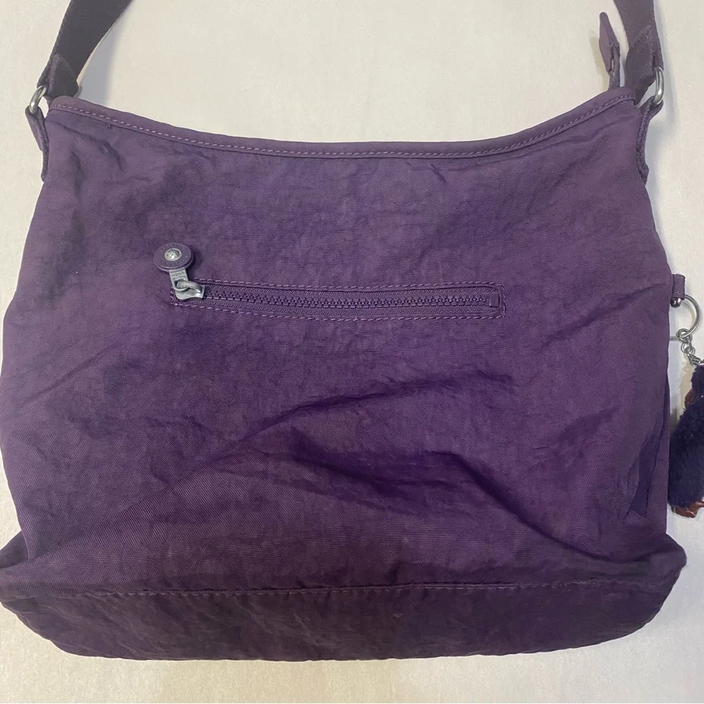 Kipling Belammie Hobo Crossbody Bag Purse Purple Gorilla Keychain
